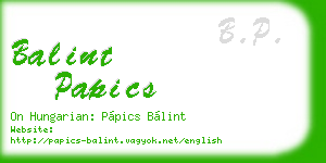 balint papics business card